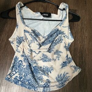 Cider Cream and Blue Patterned Blouse